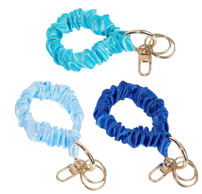 Scrunchie Wristlet w/beaded Keychain