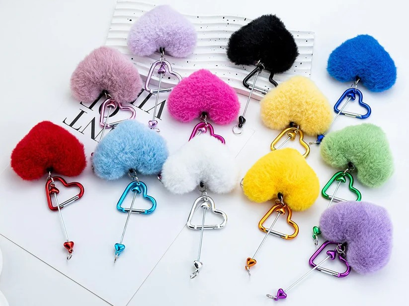 Keychains W/ Heart Puff