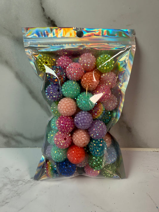 Assorted Rhinestone Beads - 60 pieces